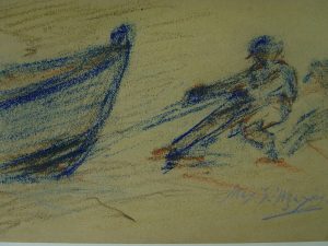 Boat and male figures