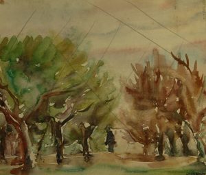 Τοπίο με δένδρα (recto) / Ουρανός (verso)