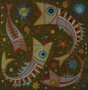 Fishes of Seabed-green background