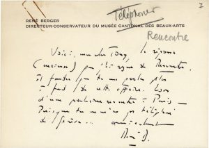Επιστολή του René Berger προς τον Τώνη Σπητέρη