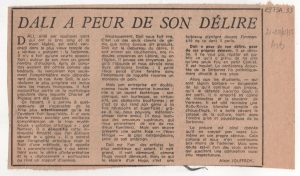 Dali a peur de son délire