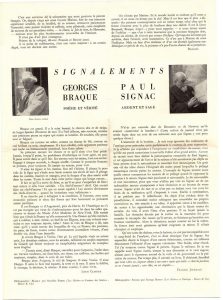 “Signalements. Georges Braque- Paul Signac”