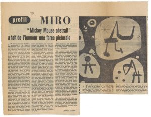 “Miró. ‘Mickey Mouse abstrait’ a fait de l’ humour une force picturale”