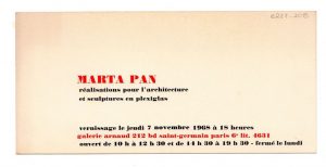 Έκθεση “Marta Pan. Réalisations pour l’architecture et sculptures en plexiglass”