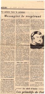 “Un peintre hors la peinture. Messagier le respirant”