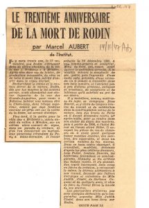 Le trientième anniversaire de la mort de Rodin