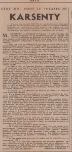 “Ceux qui font le théâtre. Karsenty”