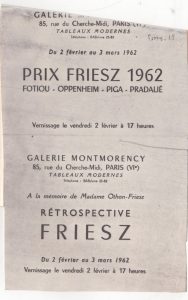 Έκθεση “Prix Friesz 1962, Fotiou-Oppenheim-Piga-Pradalié”