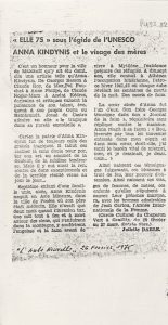 “‘Elle 75′ sous l’ égide de l’ UNESCO. Anna Kindynis et le visage des mères”