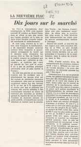 “Le neuvième FIAC. Dix jours sur le marché”