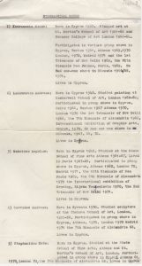 Βιογραφικό σημείωμα Κυπρίων καλλιτεχνών