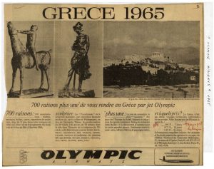 “Grèce 1965. 700 raisons plus une de vous rendre en Grèce par jet Olympic”