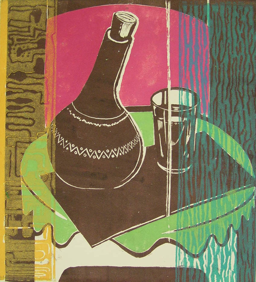 Still life with bottle and glass