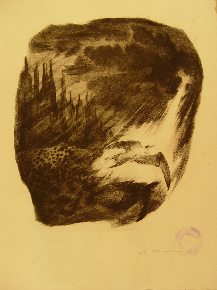 Bird and skyscrapers