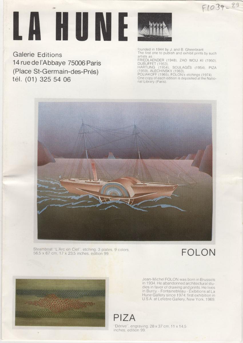 Publication of the “La Hune” Gallery