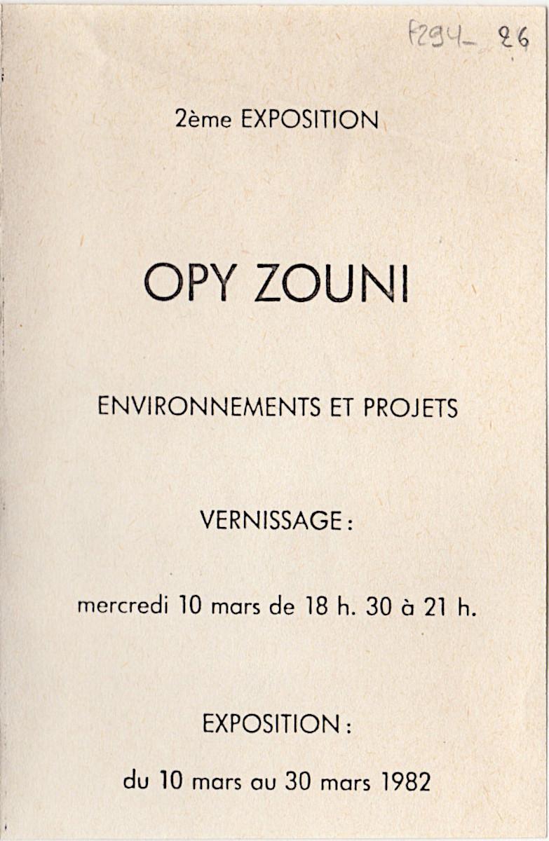 “Opy Zouni. Environments and Projects’