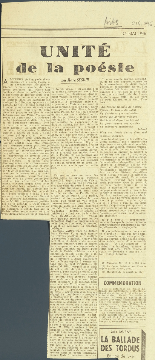 “Unité de la poésie”