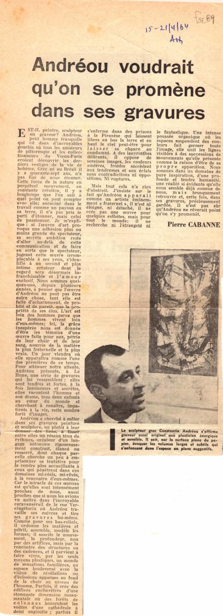 “Andréou would like people to stroll through his engravings.””