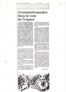 Grammaticopoulos dans le vent de l’ espace