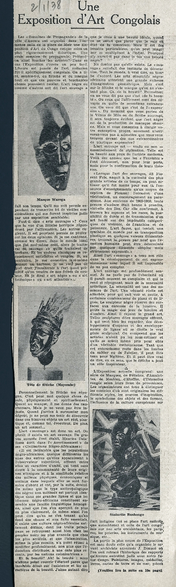 “Une exposition d’ Art Congolais”