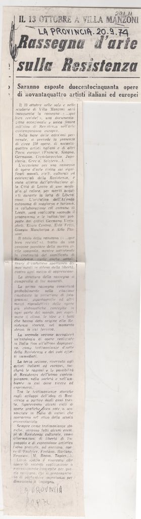 “Rassegna d’ arte sulla Resistenza”
