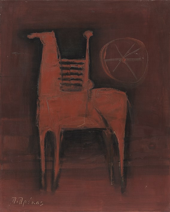 “Red Horse with rider”