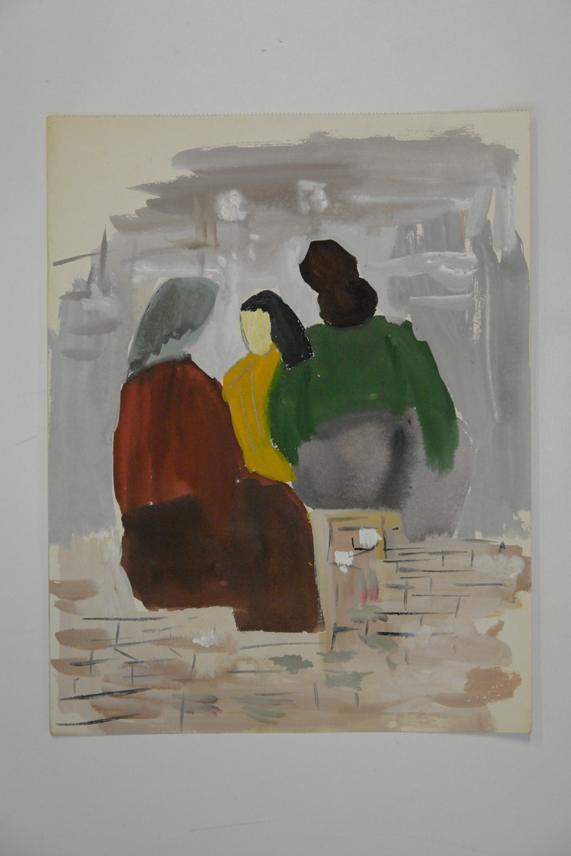 Female figures in a stone-built setting