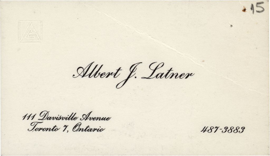 Επαγγελματική κάρτα του Albert Latner