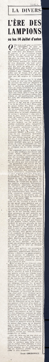 “L’ ère des Lampions ou les 14 juillet d’ antan”