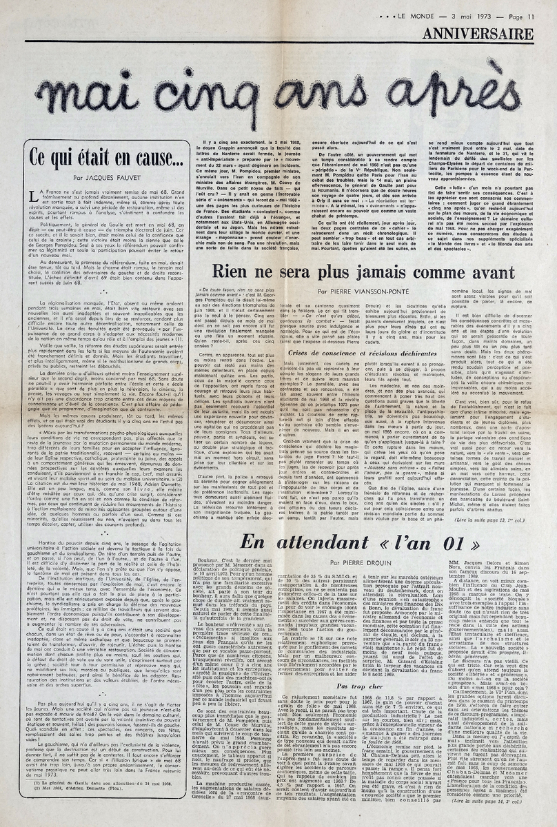 “Mai cinq ans après”