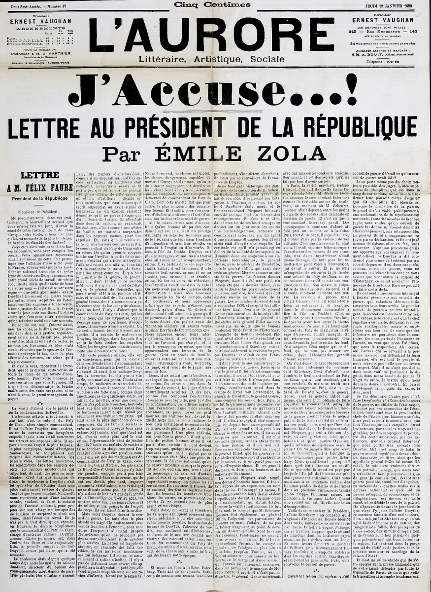 “L’ Accuse…! Lettre au président de la République”