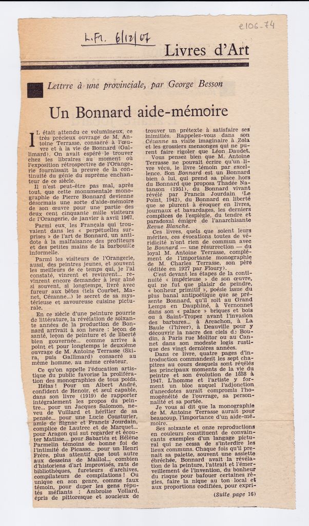 “Un Bonnard aide-mémoire”