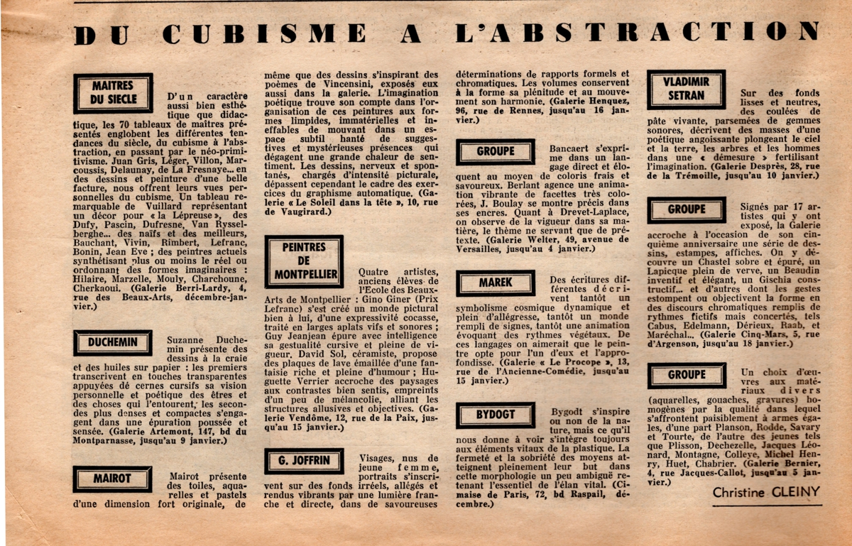 “Du cubisme a l’abstraction”