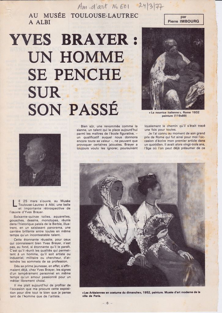 “Yves Brayer: Un homme se peche sur son passé”