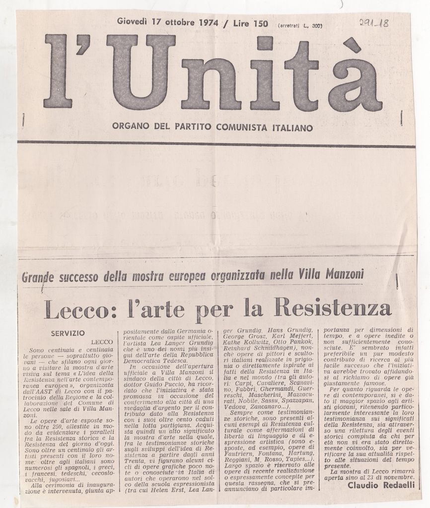 “Lecco: l’ arte per la Resistenza”