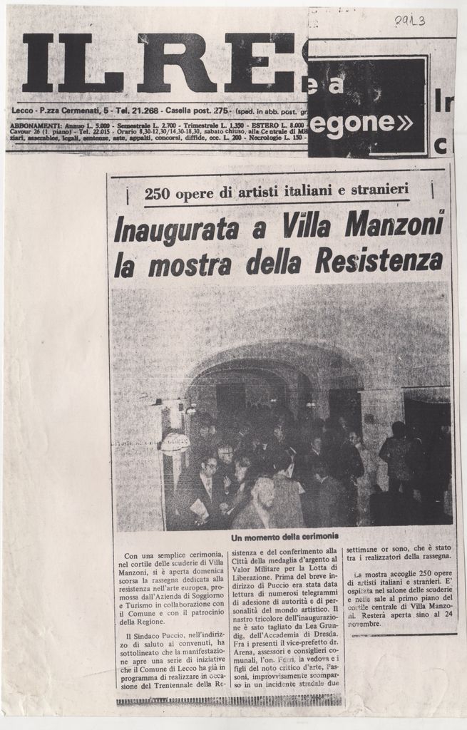 “Inaugurata a Villa Manzoni la mostra della Resistanza”