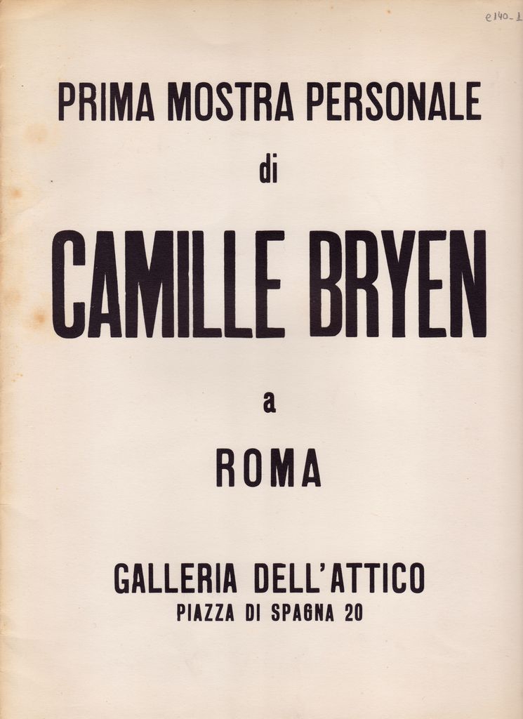 Έκθεση “Prima mostra personale di Camille Bryen a Roma”