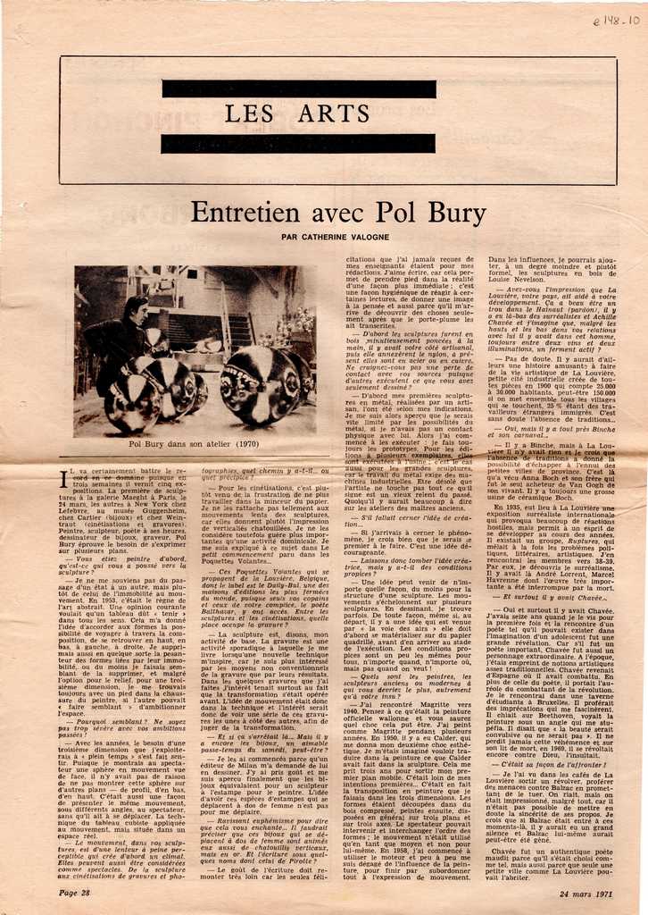 “Entretien avec Pol Bury”