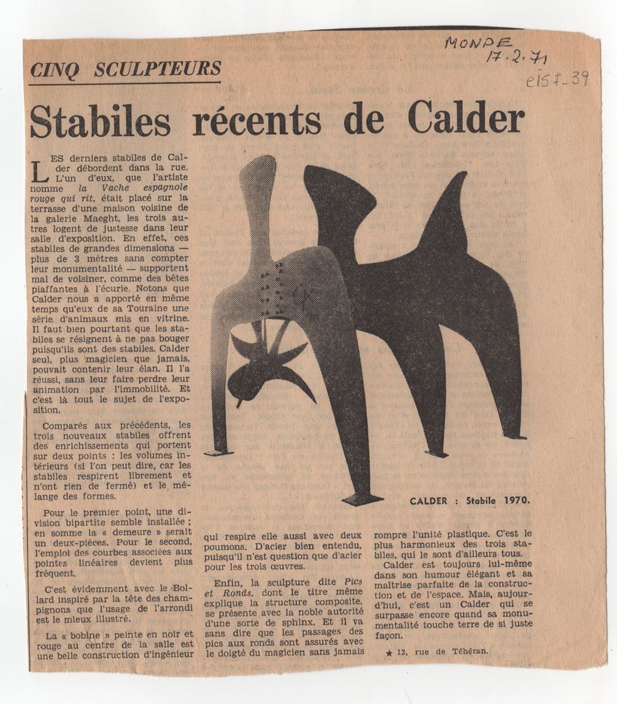 “Stabiles récents de Calder”