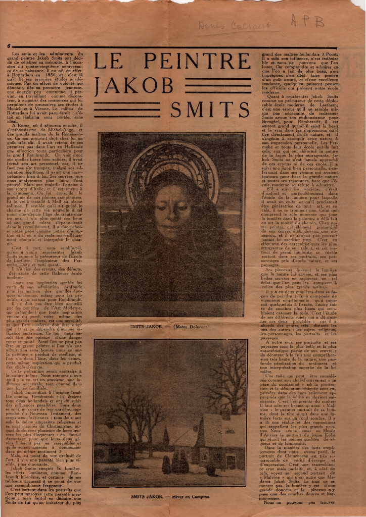“Le peintre Jakob Smits”