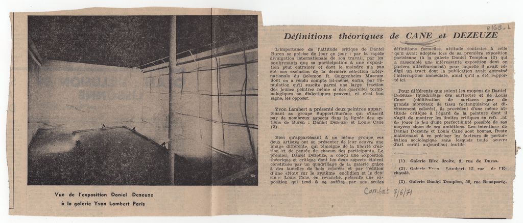 Définitions théorîques de Cane et Dezeuze”