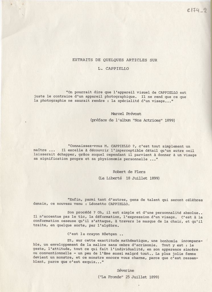 “Extraits de quelques articles sur L. Cappiello”