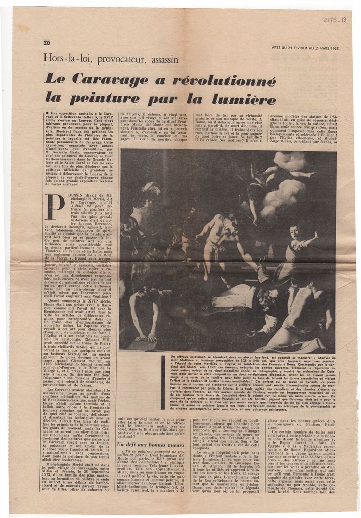 “Le Caravage a révolutionné la peinture par la lumière”