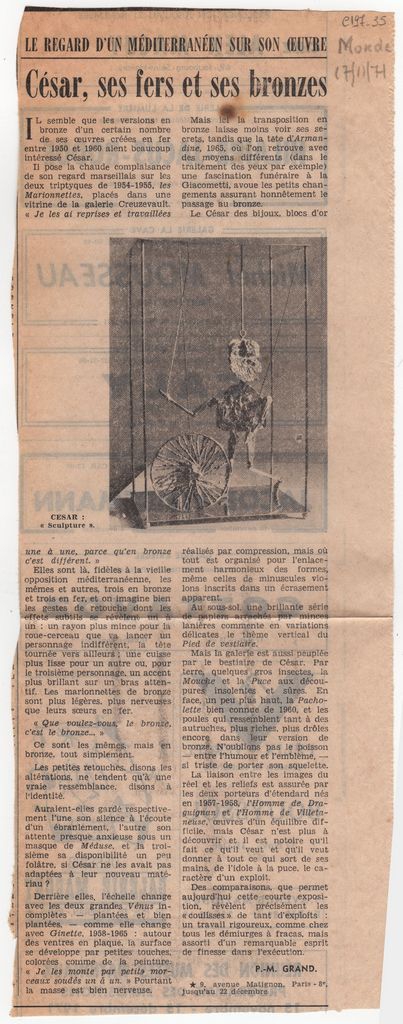 “César, ses fers et ses bronzes”