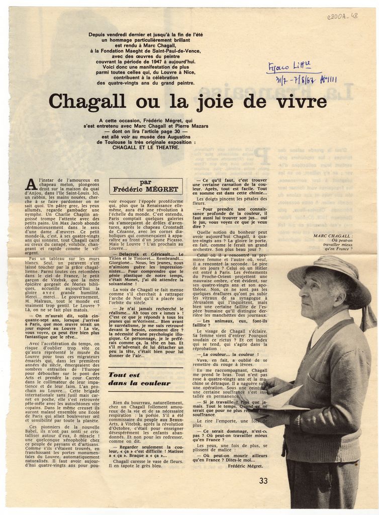 “Chagall ou la joie de vivre”