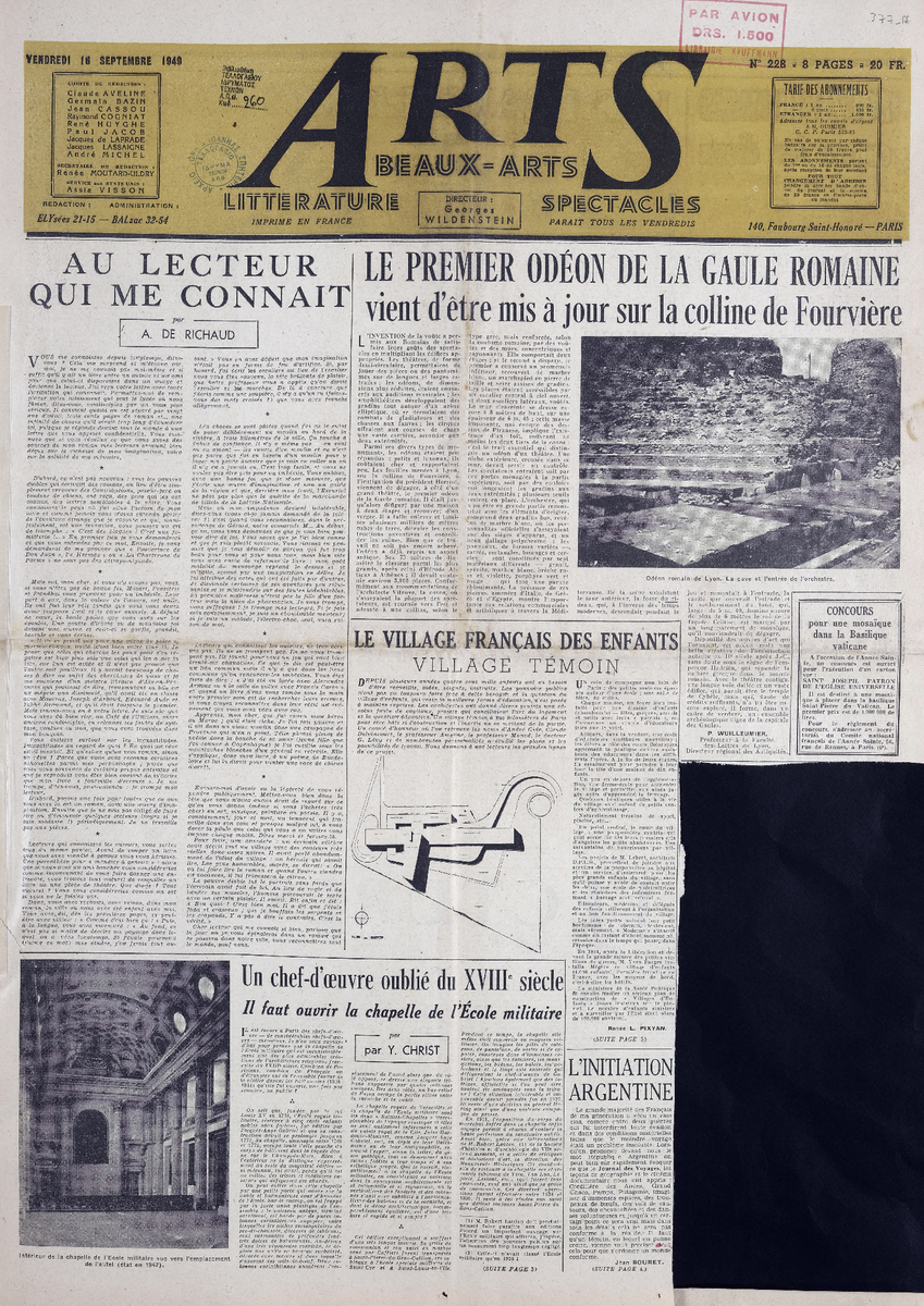 Απόκομμα περιοδικού “Arts” τ. 228