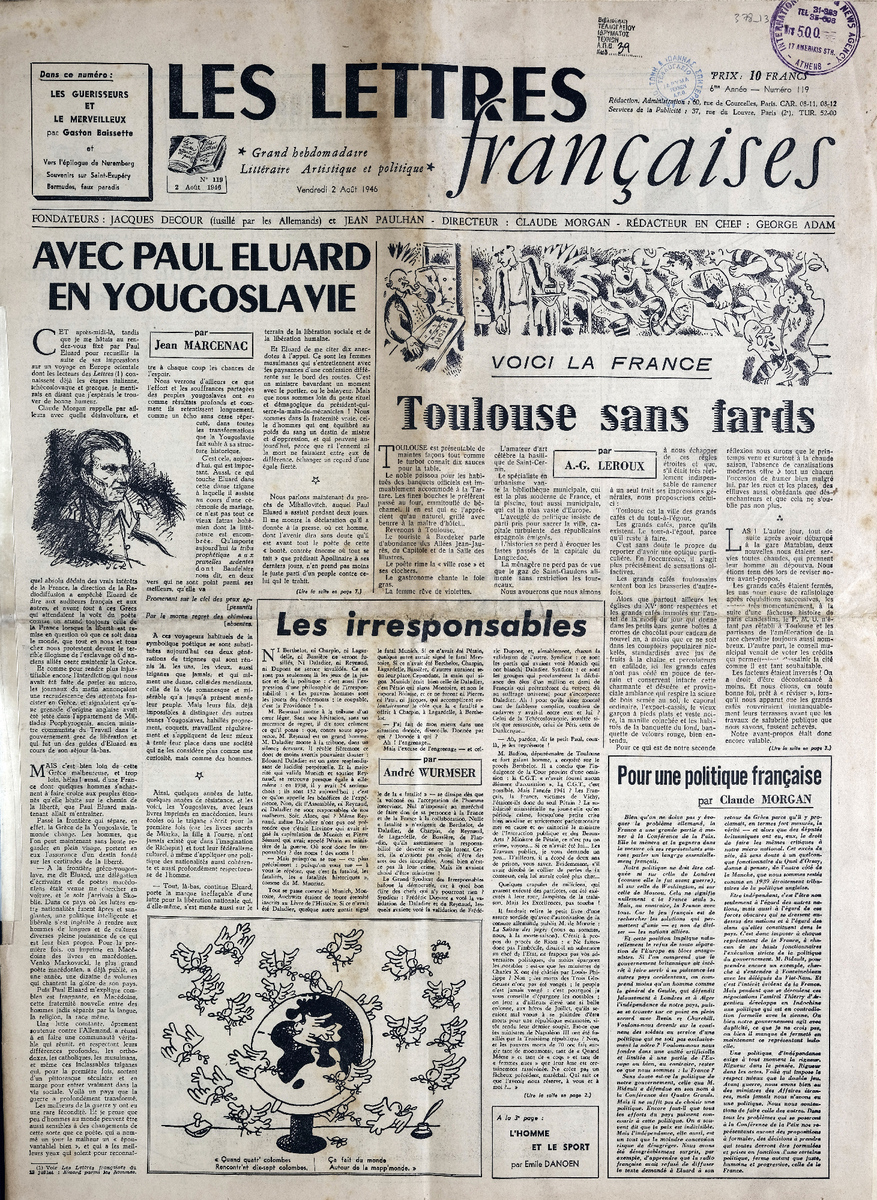 “LES LETTRES Françaises”, 6me Année – Numéro 119