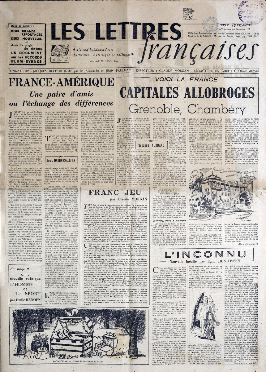 “LES LETTRES Françaises”, 6me Année – Numéro 118