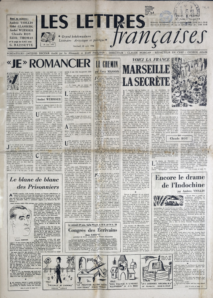 “LES LETTRES Françaises”, 6me Année – Numéro 114