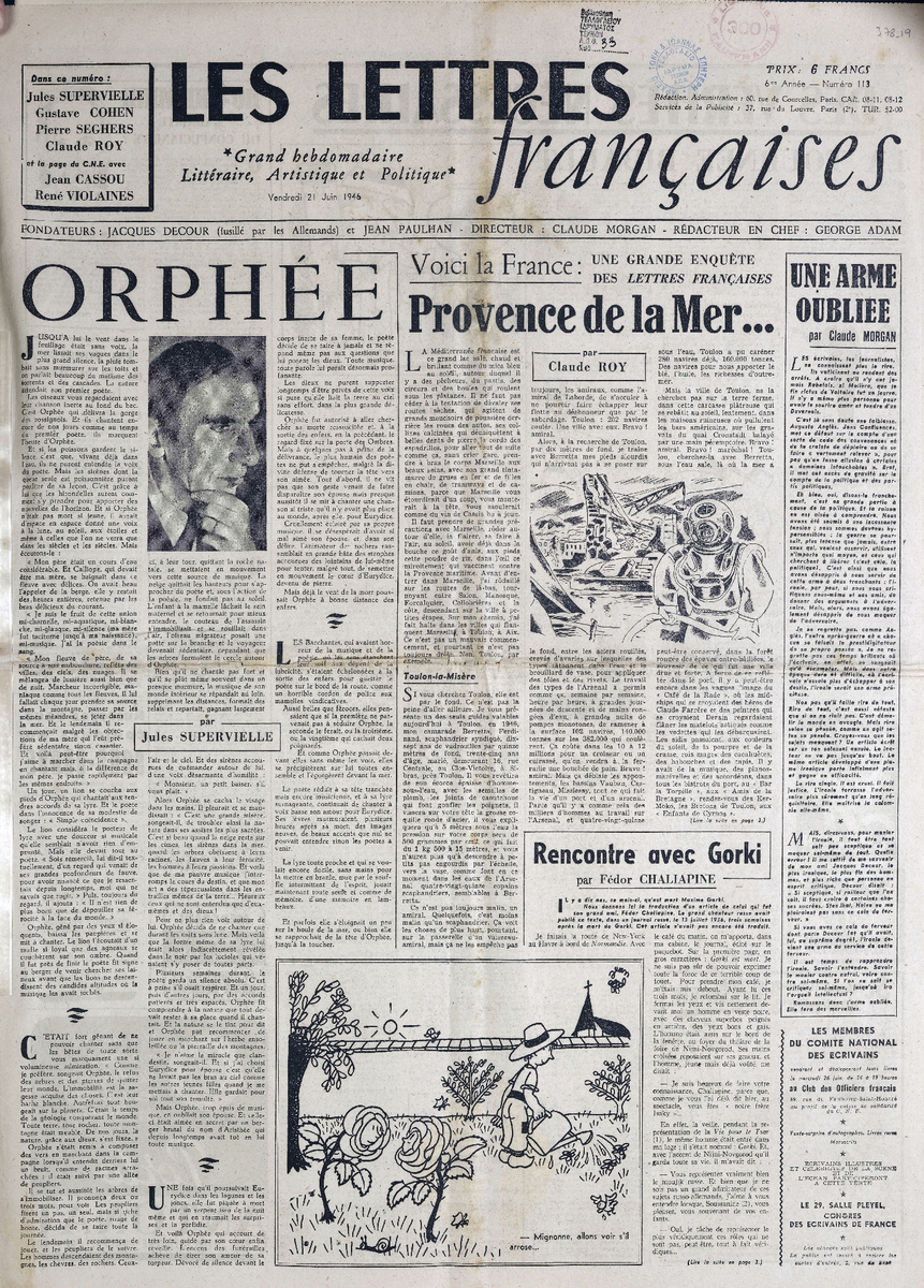 “LES LETTRES Françaises”, 6me Année – Numéro 113